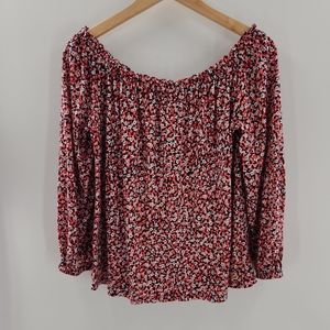 Michael Michael Kors Geranium Floral Long Sleeve Women's Top Size Large